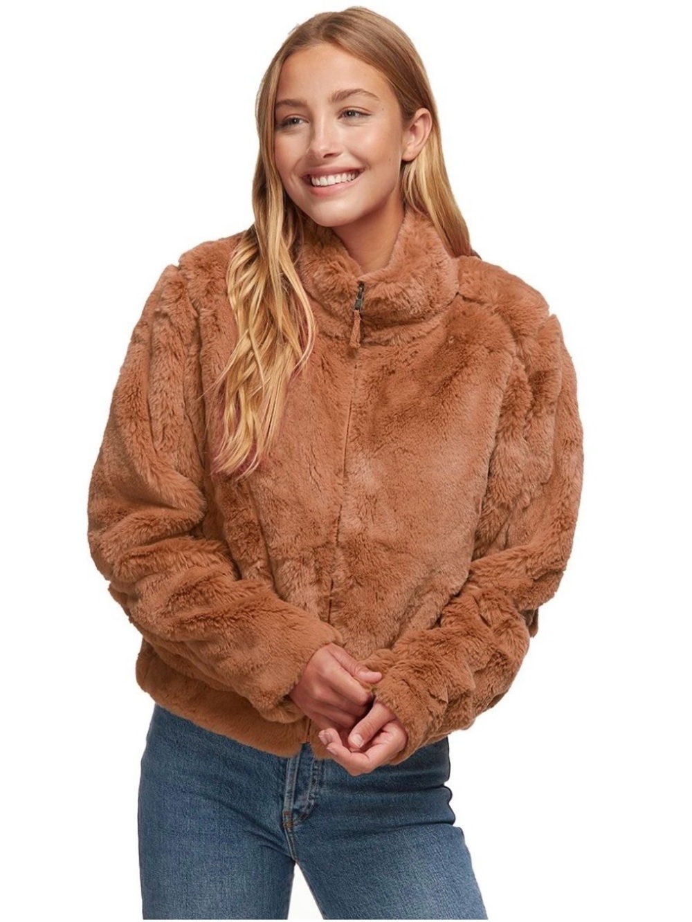 Patagonia Lunar Frost Barefoot Tan Fleece Zip Up Jacket size large